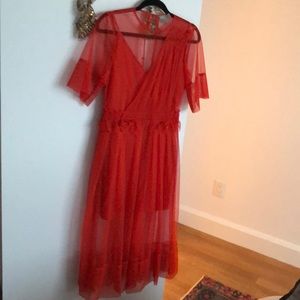 Asos red tulle party dress size 4